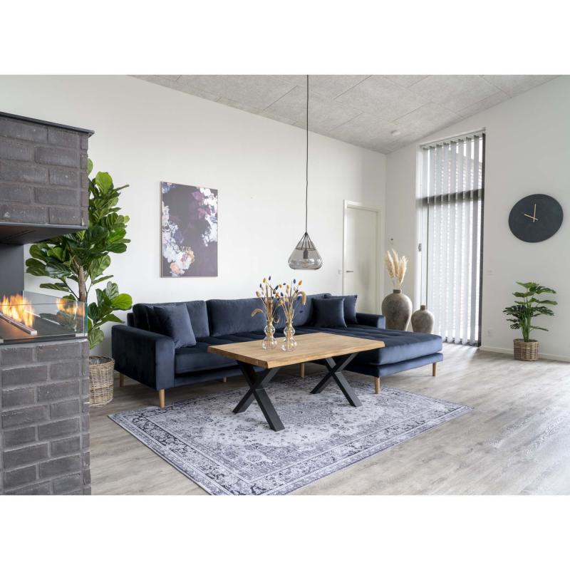 Lido Lounge Sofa – Højrevendt Ørkeblåt Velour med 4 Puder