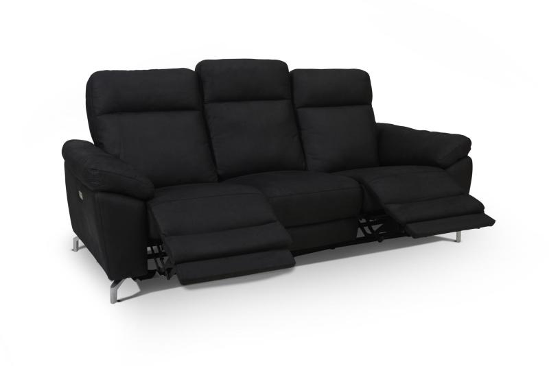 Selma 3-personers sofa med elevation - Sort microfiber