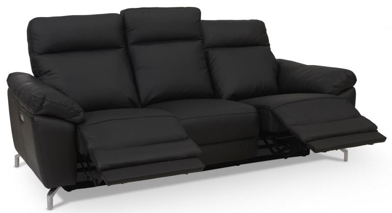 Selma 3 Personers Med Elevations æder Til Nakke, Ryg Ben Sort æder Sofa