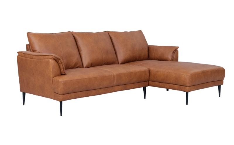 Brun Okselæder Sofa med Chaiselong – Stil og Komfort