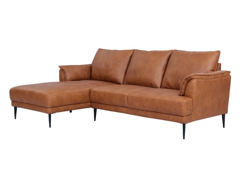 Brun Okselæder Sofa med Chaiselong til Venstre - Jazz Model