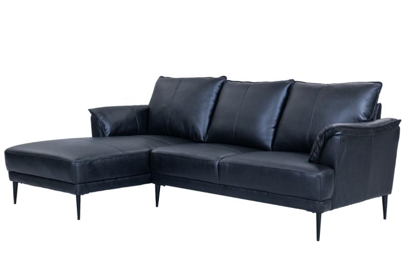 Elegant Sort Jazz Sofa med Chaiselong til Venstre