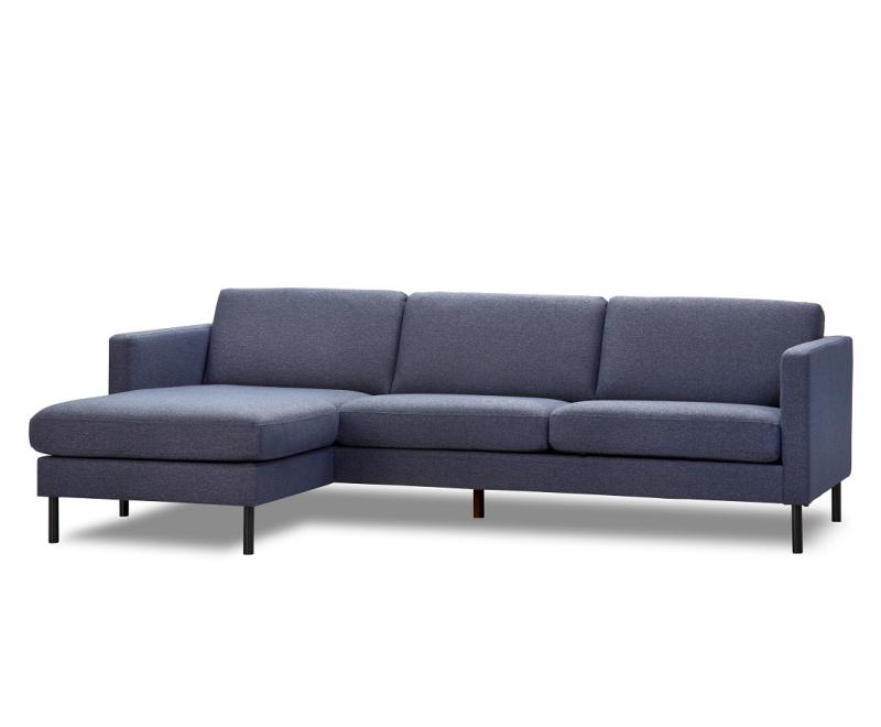 Golf Sofa med Chaiselong - Komfortabel Blå Stofdesign