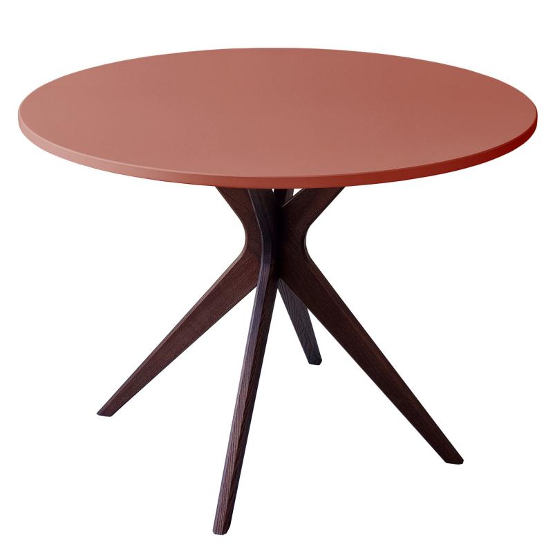 Jubi Bold Rundt Spisebord 100cm i Valnød & Lyserød Elegance