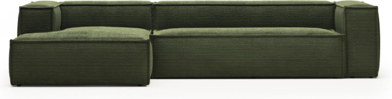 Elegant Grøn Fløjl Chaiselong Sofa – Venstrevendt Design