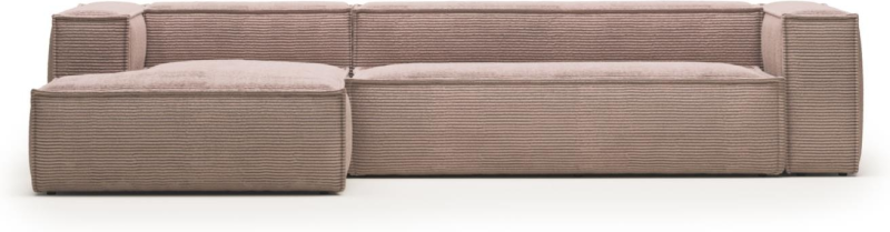 Lyserød Fløjl Chaiselong Sofa - Venstrevendt Elegance