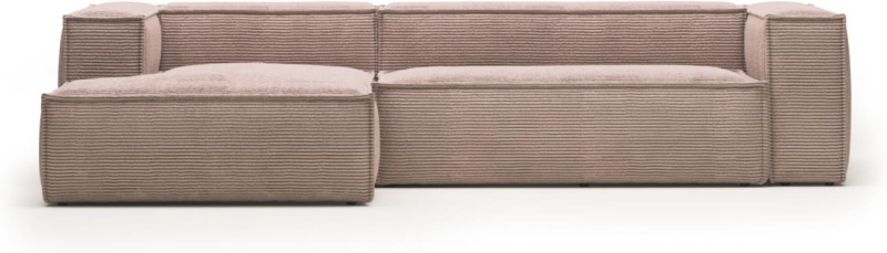 Lyserød Venstrevendt Chaiselong Sofa i Fløjl – Kave Home