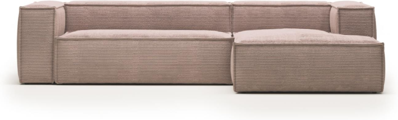 Elegant lyserød højrevendt chaiselong sofa fra Kave Home