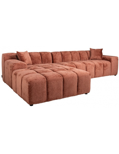 Elegant Venstrevendt Chaiselong Sofa i Rødrosa Chenille