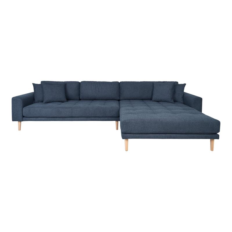 Lido Lounge Sofa Højrevendt – Mørkeblå med Puder Tilbud