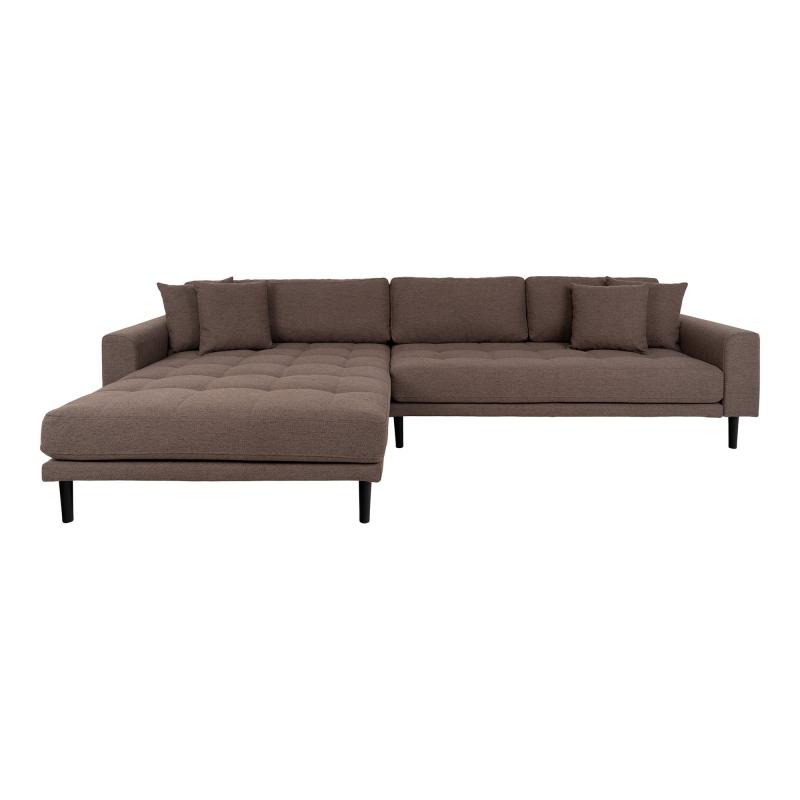 Lido Lounge Sofa Venstrevendt i Brun med Puder - Tidsløs Elegance