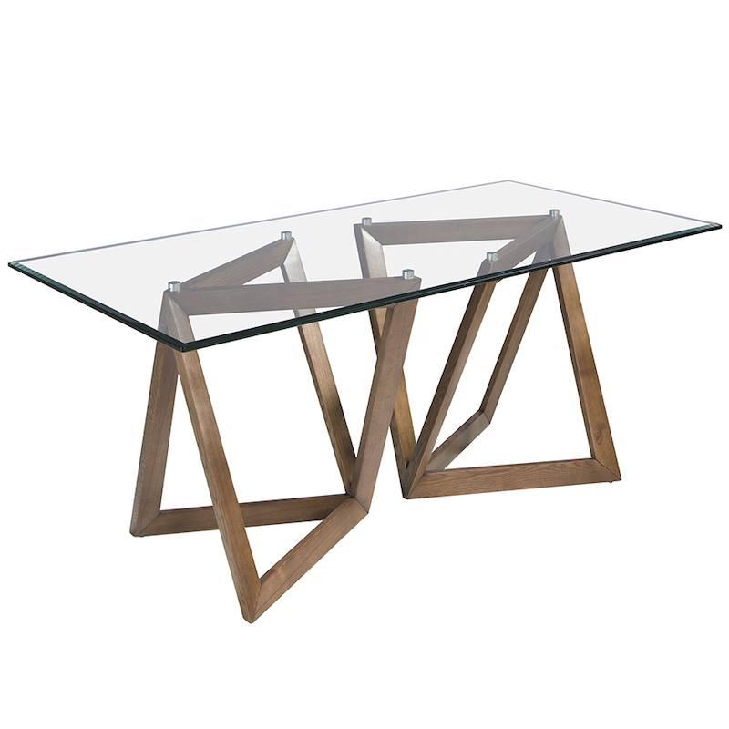 Elegant spisebord i glas og valnøddeben - 180x90 cm