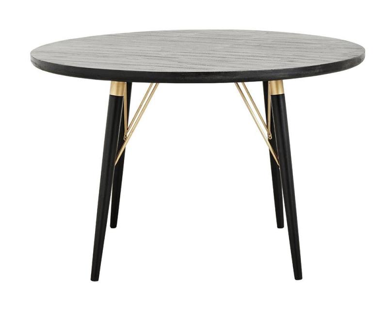Elegant Rundt Spisebord i Sort med Mat Guld fra Nordal
