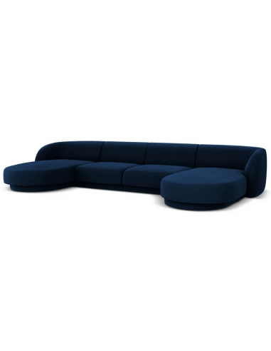 Miley U-sofa i blå velour - moderne design og komfort