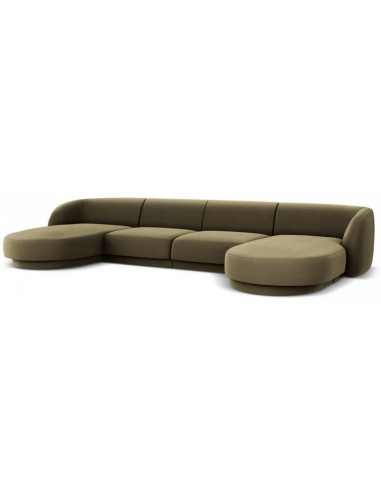 Moderne grøn velour U-sofa – stilfuld komfort til hjemmet