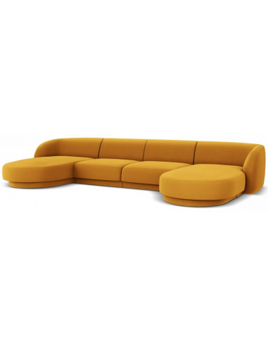 Miley U-sofa i gul velour med moderne design