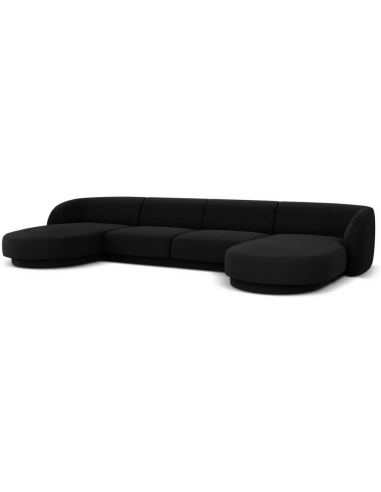 Miley U-sofa i sort velour – elegant komfort til hjemmet