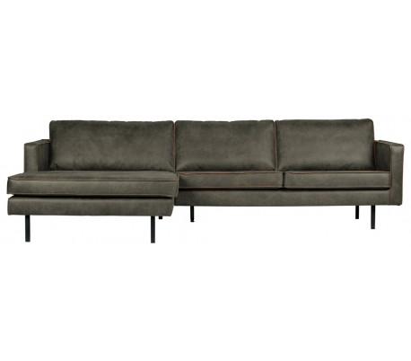 Moderne Vintage Armygrøn Sofa med Venstrevendt Chaiselong