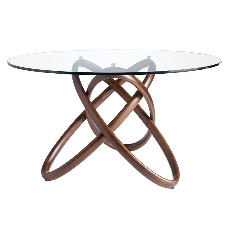 Elegant Rundt Glas- og Asketræ Spisebord – Ø140 cm