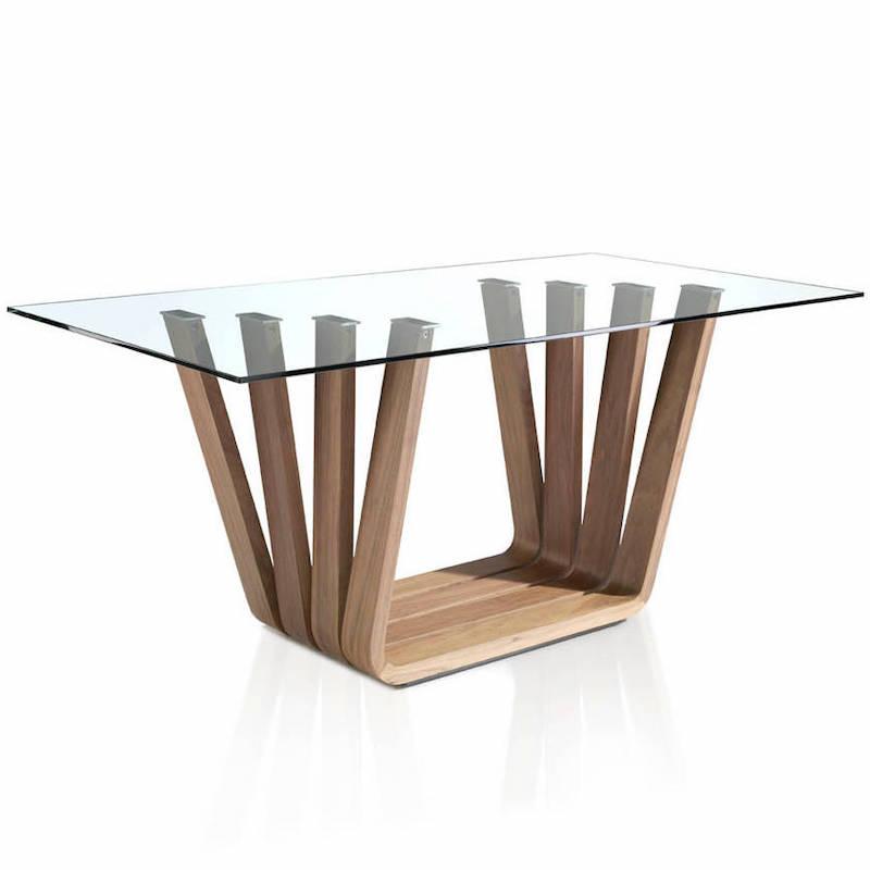Eksklusivt valnød spisebord med glasplade – stilrent design
