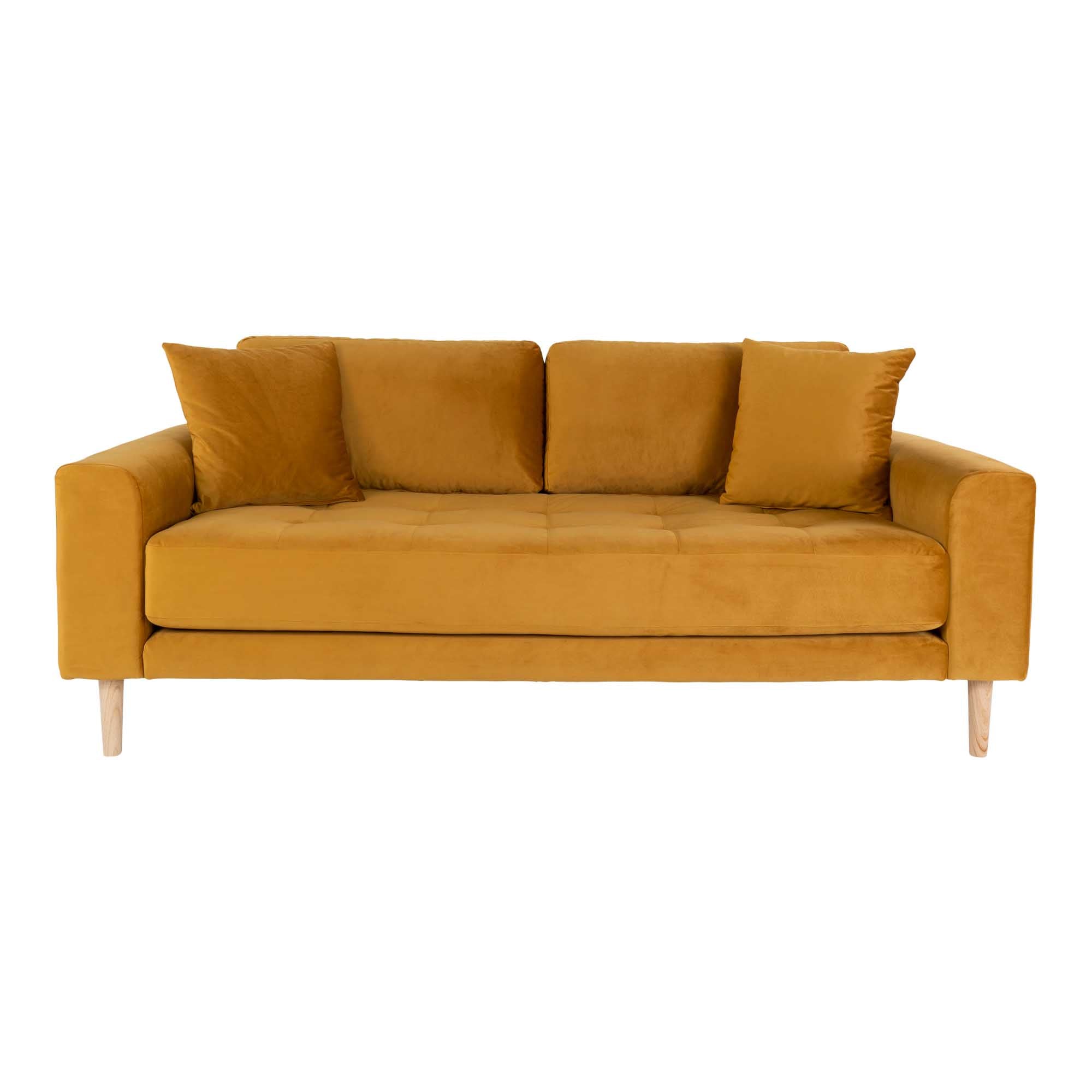 Sennepsgul Lido Personers Personers Velour Med Puder Natur Træben Hn1004 Housenordic Sofa - 5713917010059