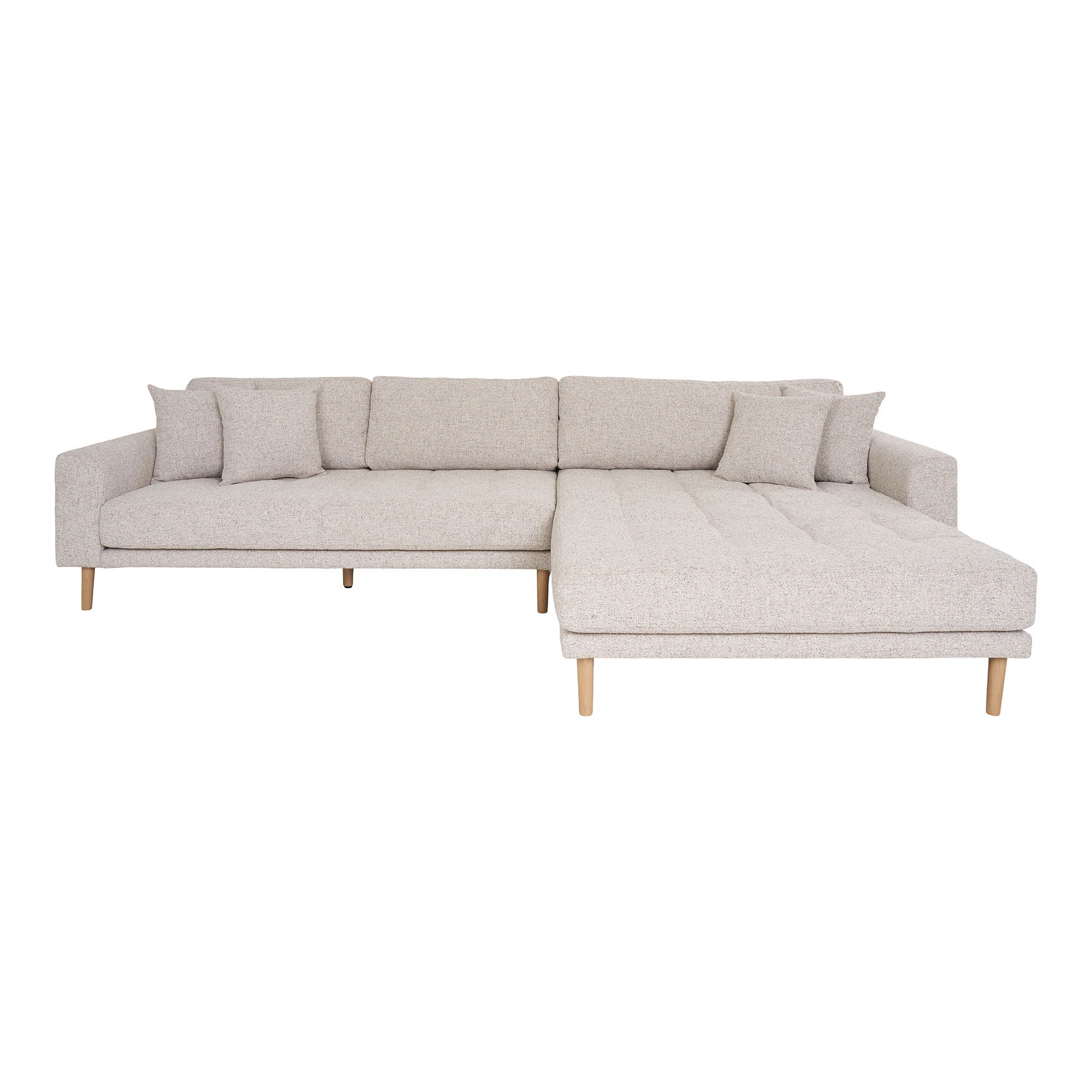 Lido Lounge Lounge Højrevendt Beige Meleret Med Fire Puder Natur Træben Hn1015 Housenordic Sofa - 5713917036318