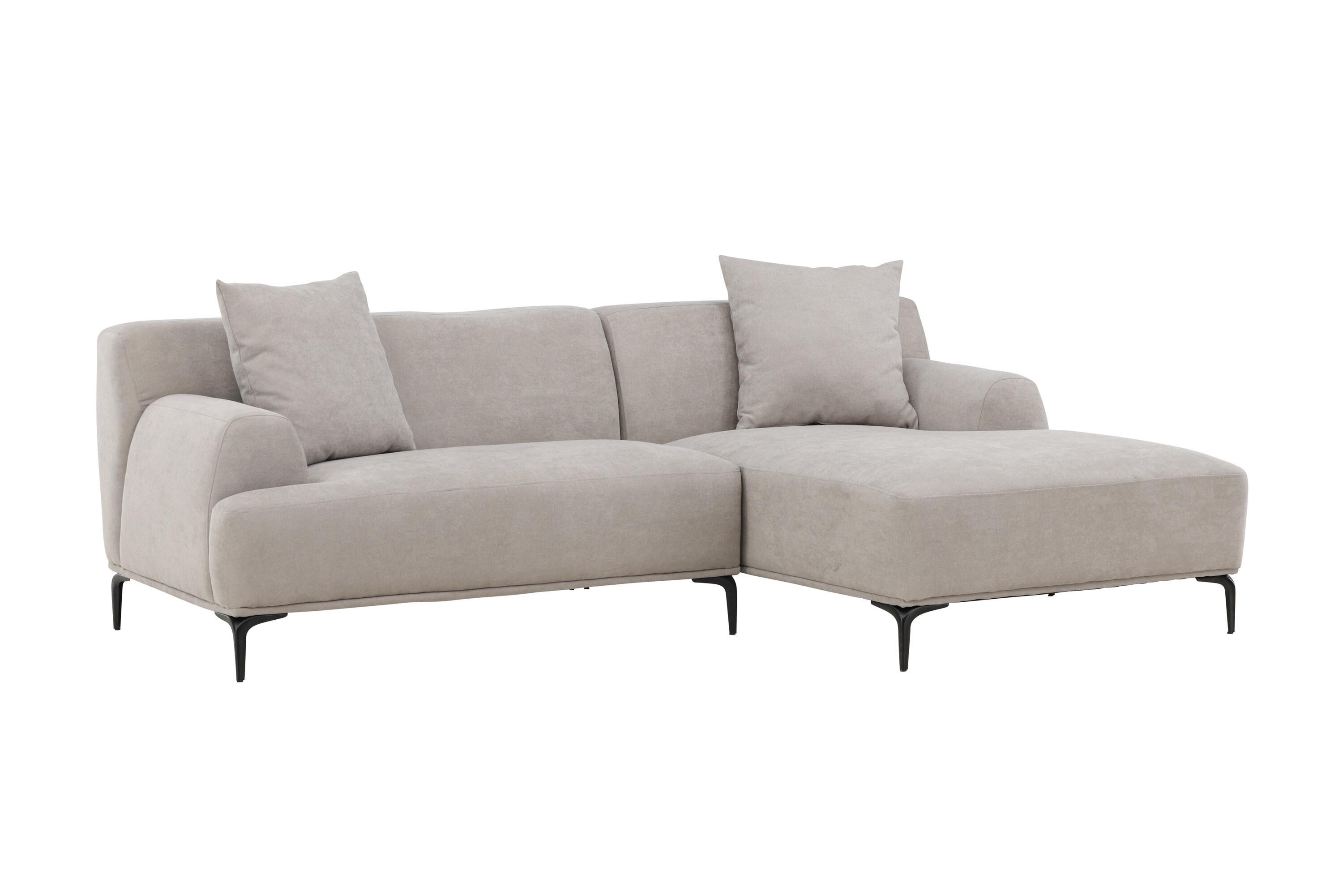 Sort Viskan Chaiselong Lysegrå Polyester Mat Metal Venture Design Sofa - 7340206958143