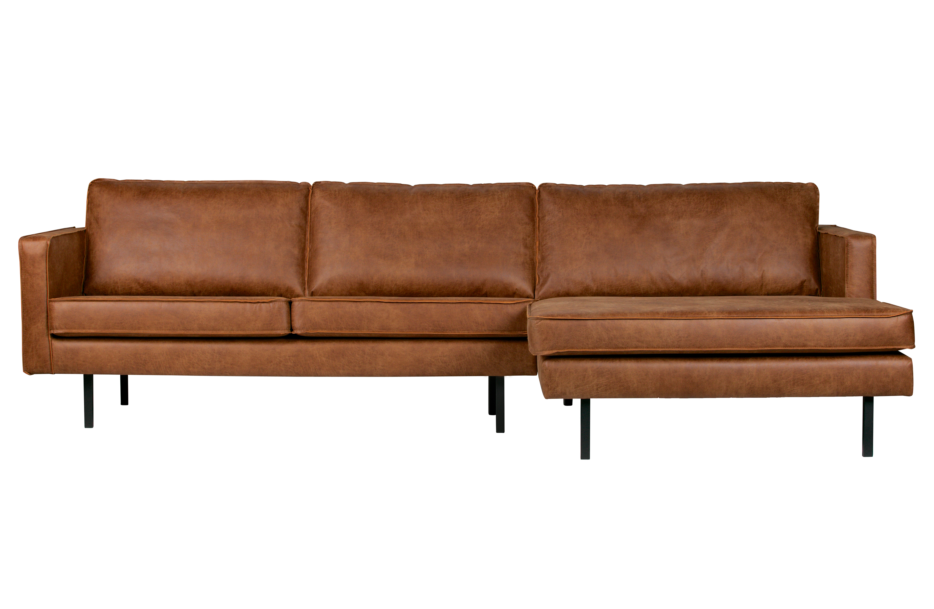 Cognac Rodeo Højre Chaiselong Stof Bepurehome Sofa - 8714713082926