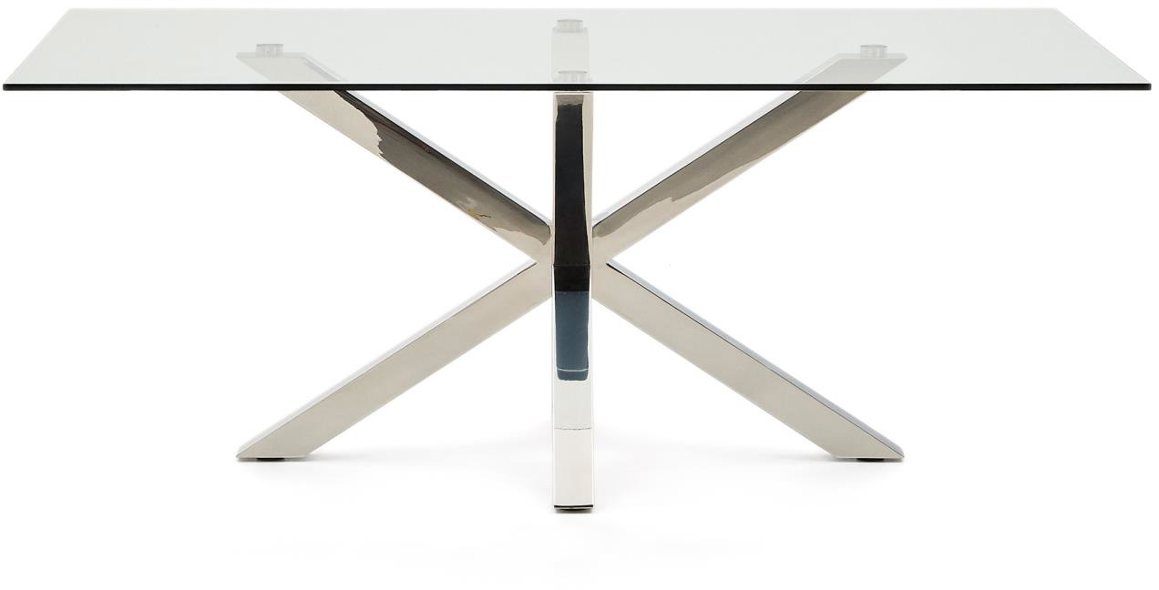 Klar/Sølv Argo Klar Sølv H75x200x100 Glas Kave Home Spisebord - 8433840271903
