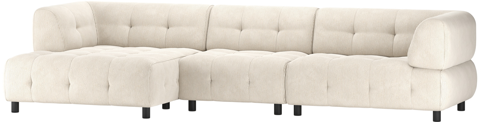 Lysegrå Louis Chaiselong Venstrevendt Fløjl H73x120x334 Woood Sofa