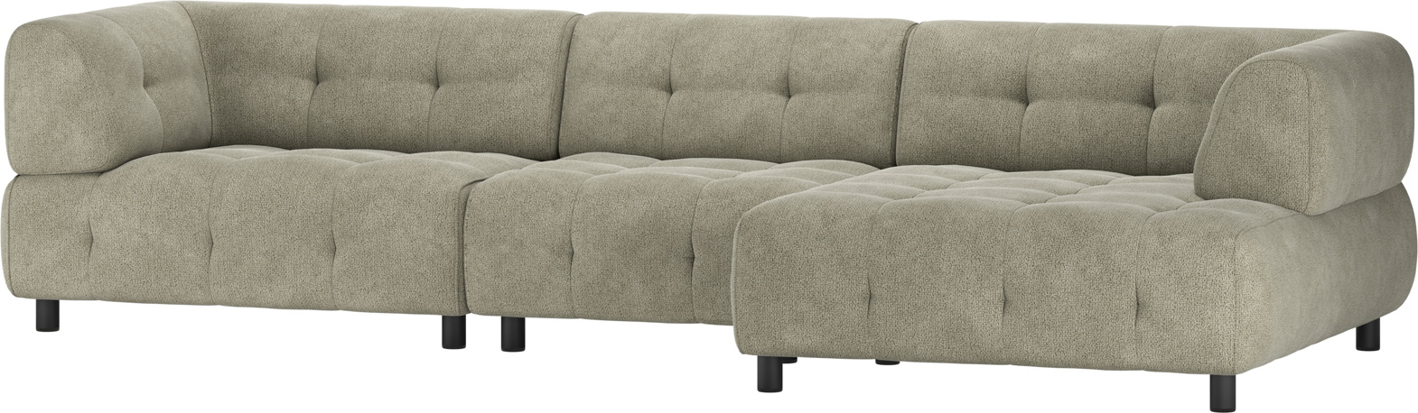 Grøn Louis Chaiselong Højrevendt Chenille H73x120x334 Woood Sofa