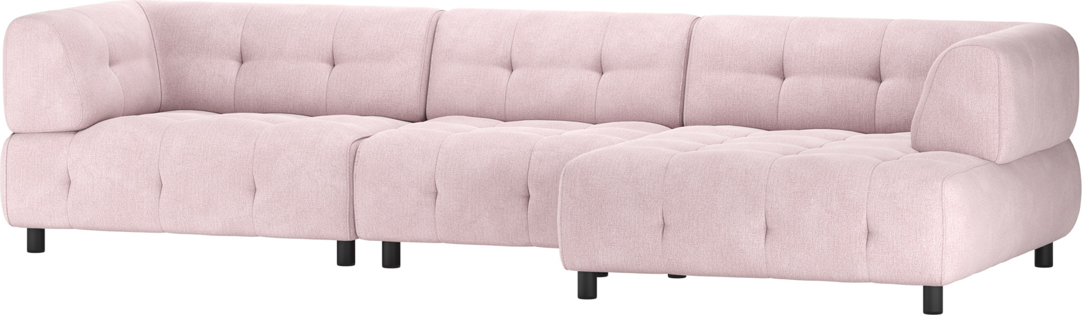 Lyserød Louis Chaiselong Højrevendt Fladvævet Stof H73x120x334 Woood Sofa