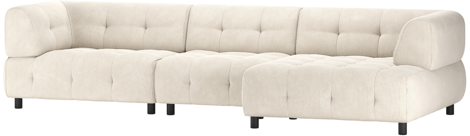 Lysegrå Louis Chaiselong Højrevendt Fløjl H73x120x334 Woood Sofa