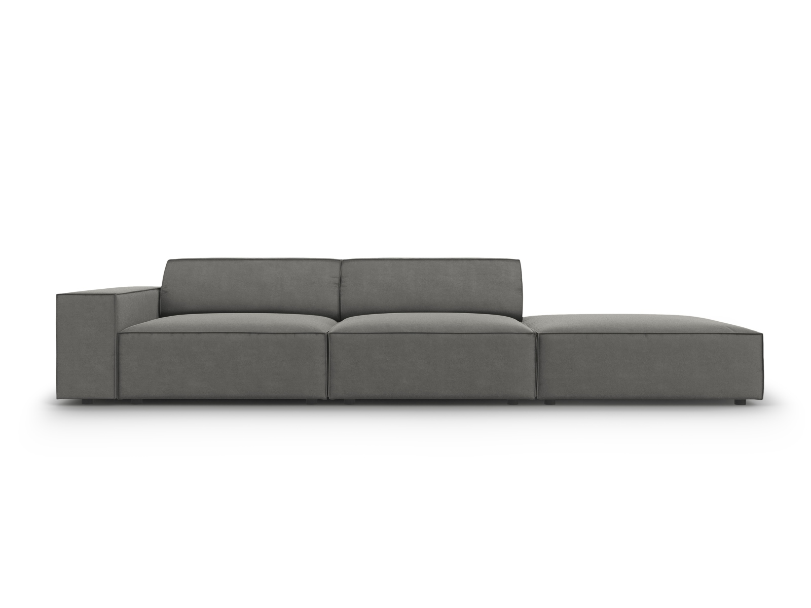 Sort Jodie Højre Sæder Grå Fløjl Plast Micadoni Sofa - 5903614957102