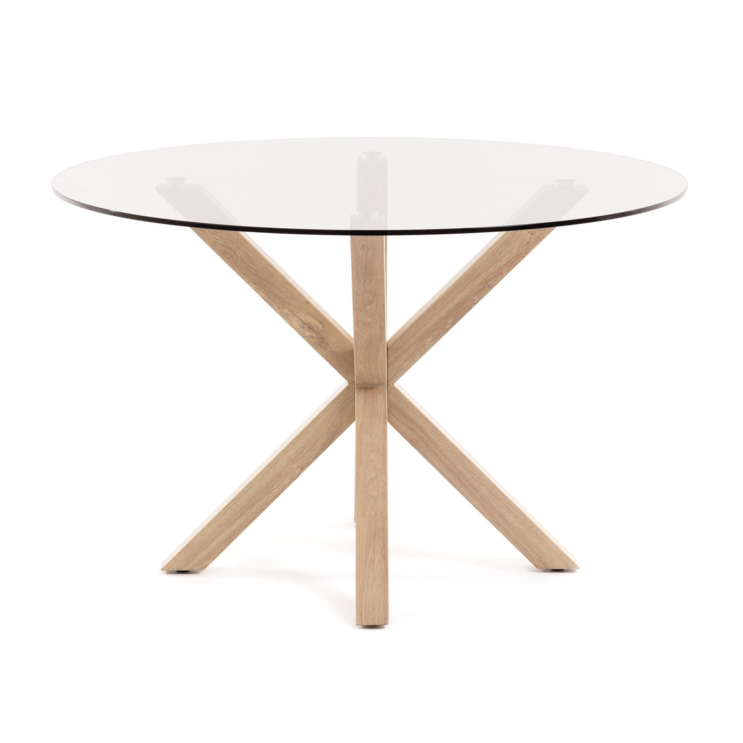 Klar Rund Arya Glas Natur Stål Ø119 Kave Home Spisebord - 8433840551395