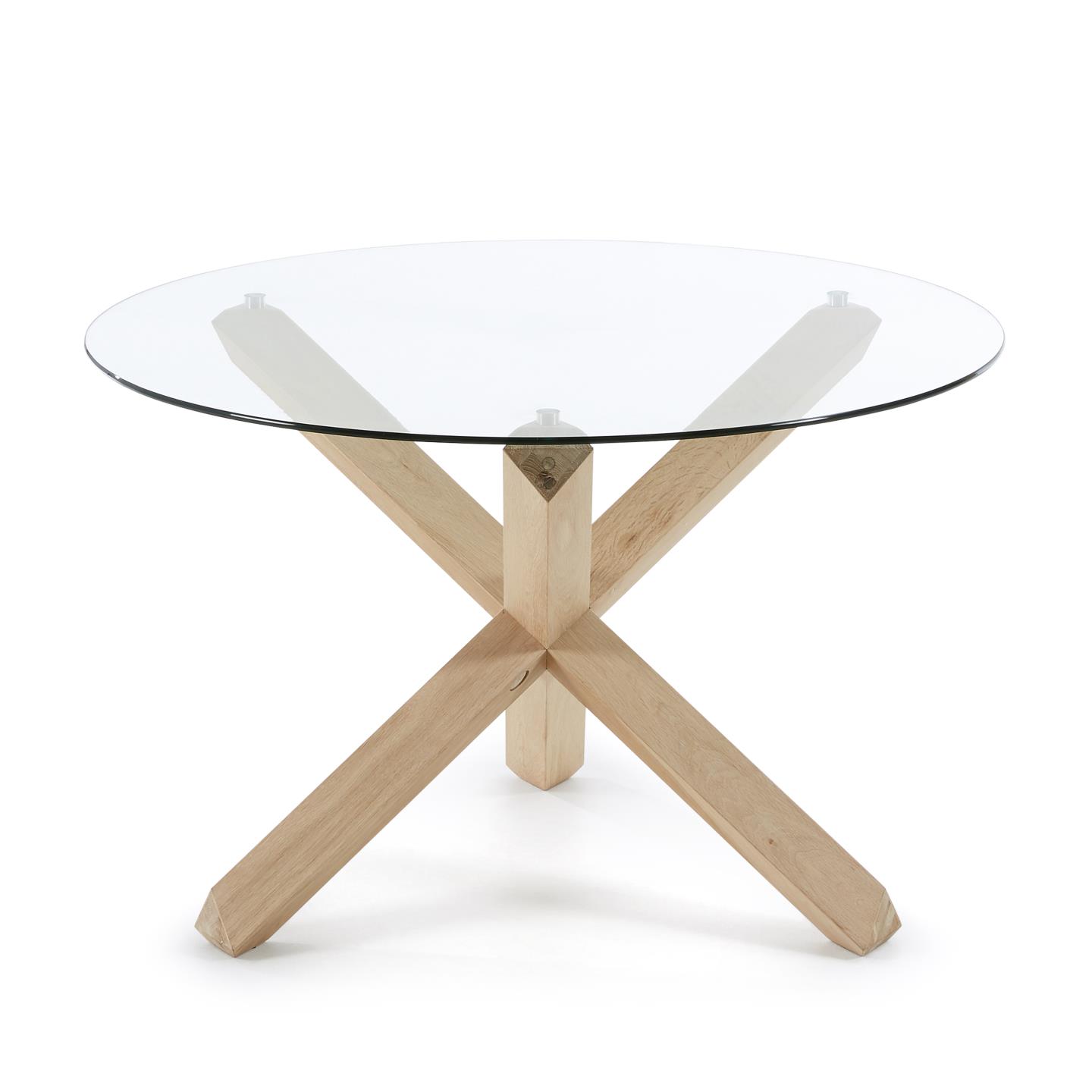 Glas Lotus Rundt : 120 Med Ben Massivt Egetræ Kave Home Spisebord - 8433840472010