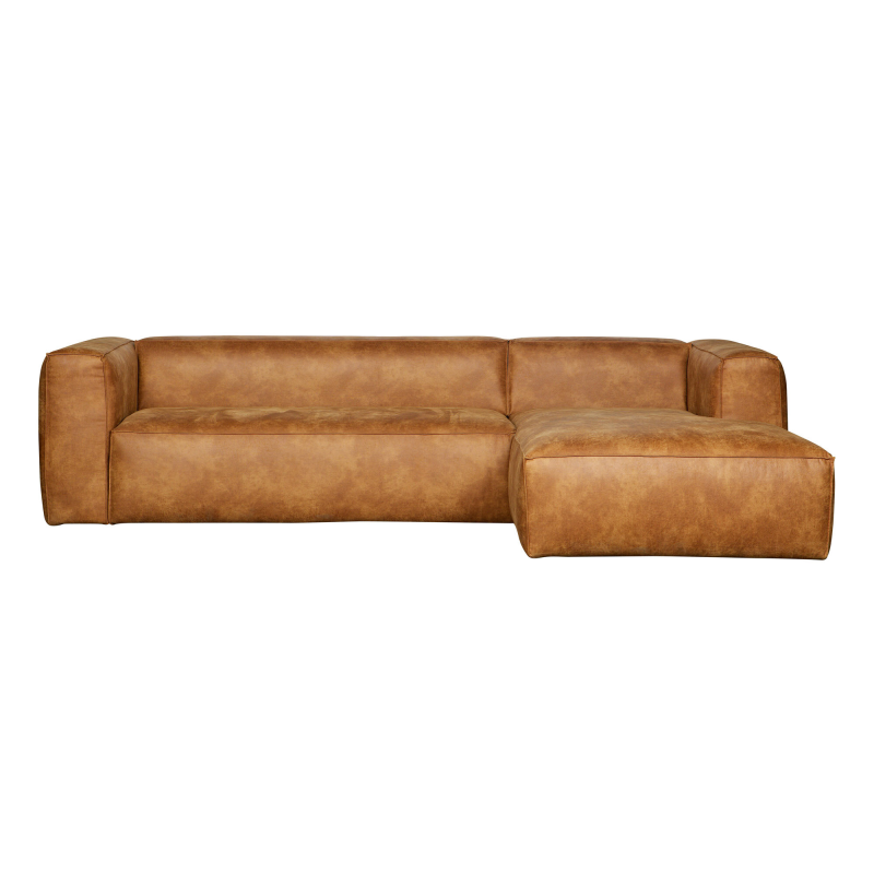 Cognac Bean Hjørne Højrevendt Woood Sofa - 8714713061464