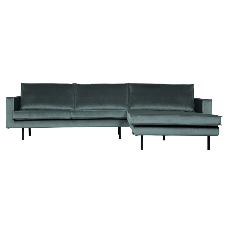 Teal Rodeo Chaiselong Højrevendt Velour Bepurehome Sofa - 8714713105458