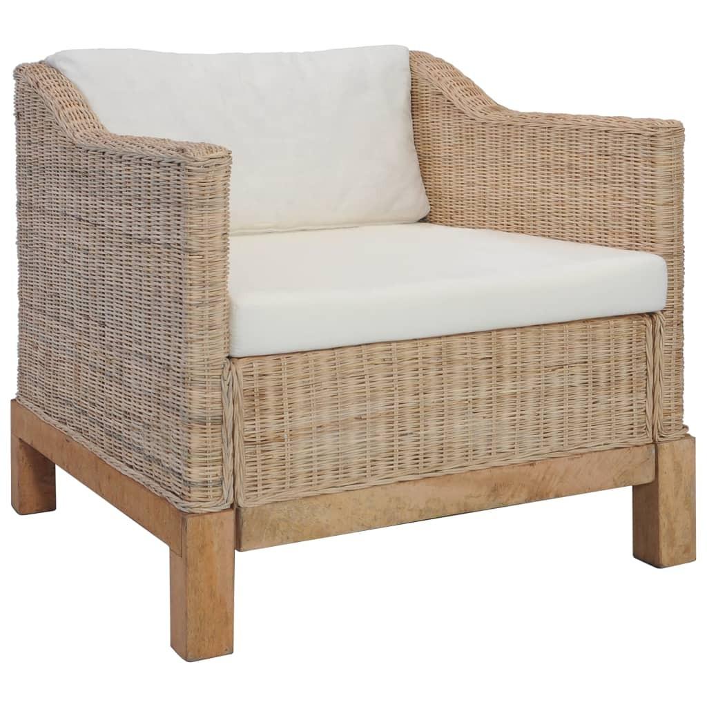 Brun Med Hynder Naturlig Rattan Boligcenter Lænestol - 8719883590431