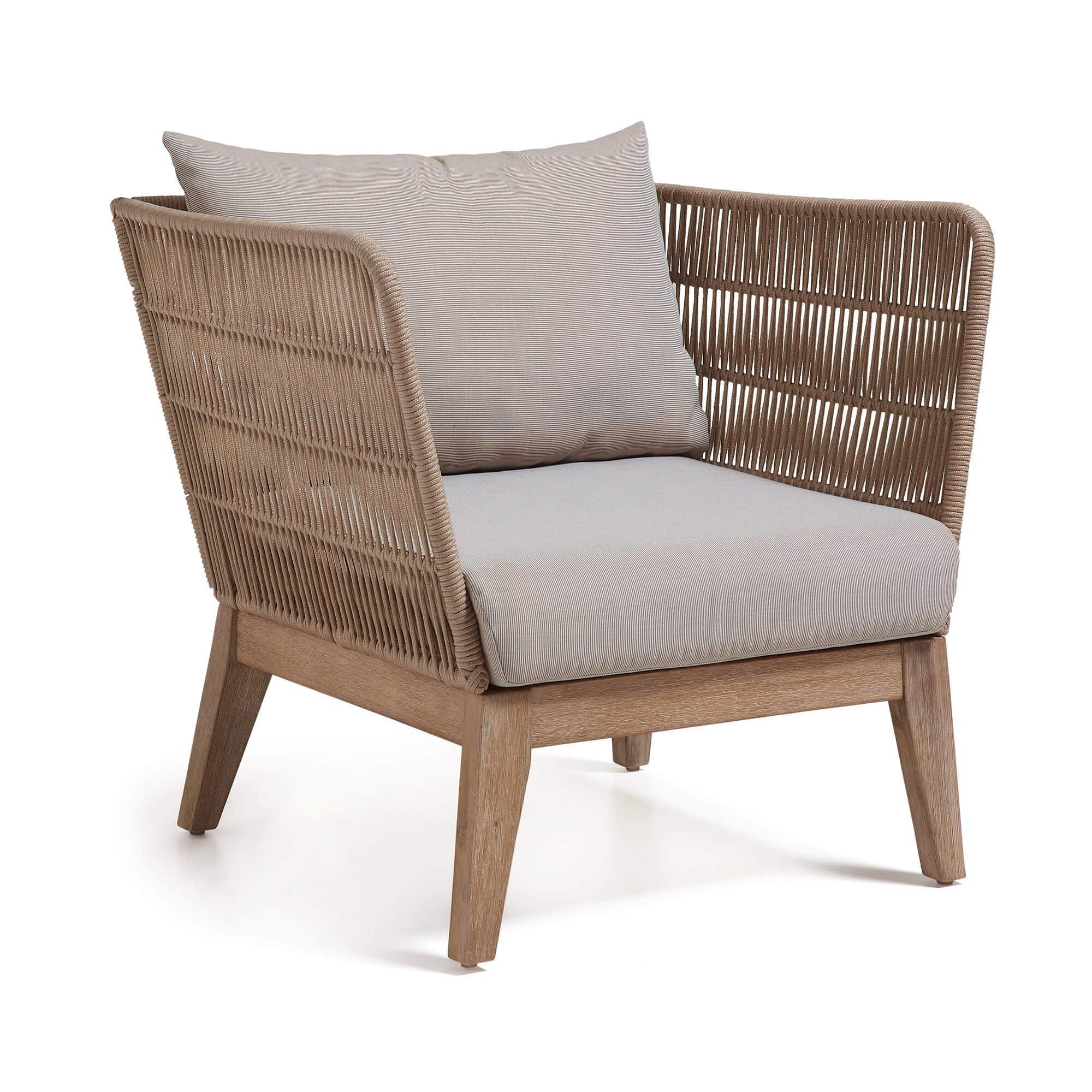 Beige Bellano Armlæn Stof Natur Polyester Reb Eukalyptustræ Kave Home Lænestol - 8433840360003