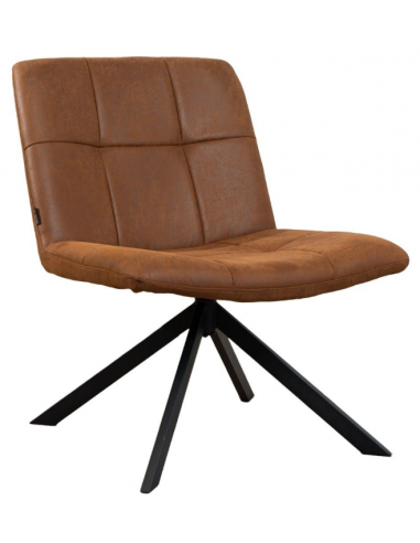 Eevi Med Drejefod Vintage Læder H82 Sort Vintage Cognac Bronx71 Lænestol