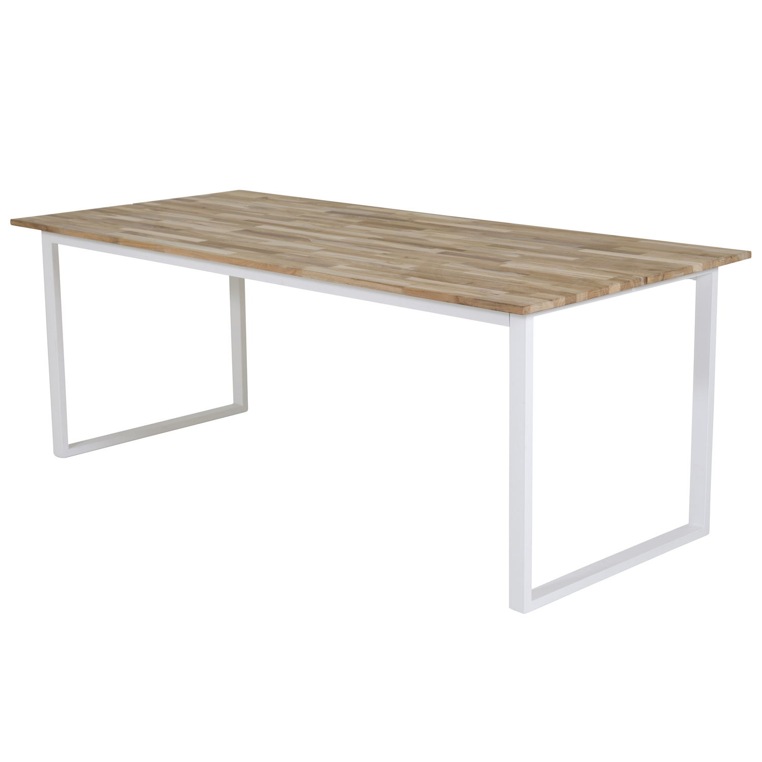 Hvid Cirebon Natur Teaktræ Metal 200x90 Venture Design Spisebord - 7350107087057