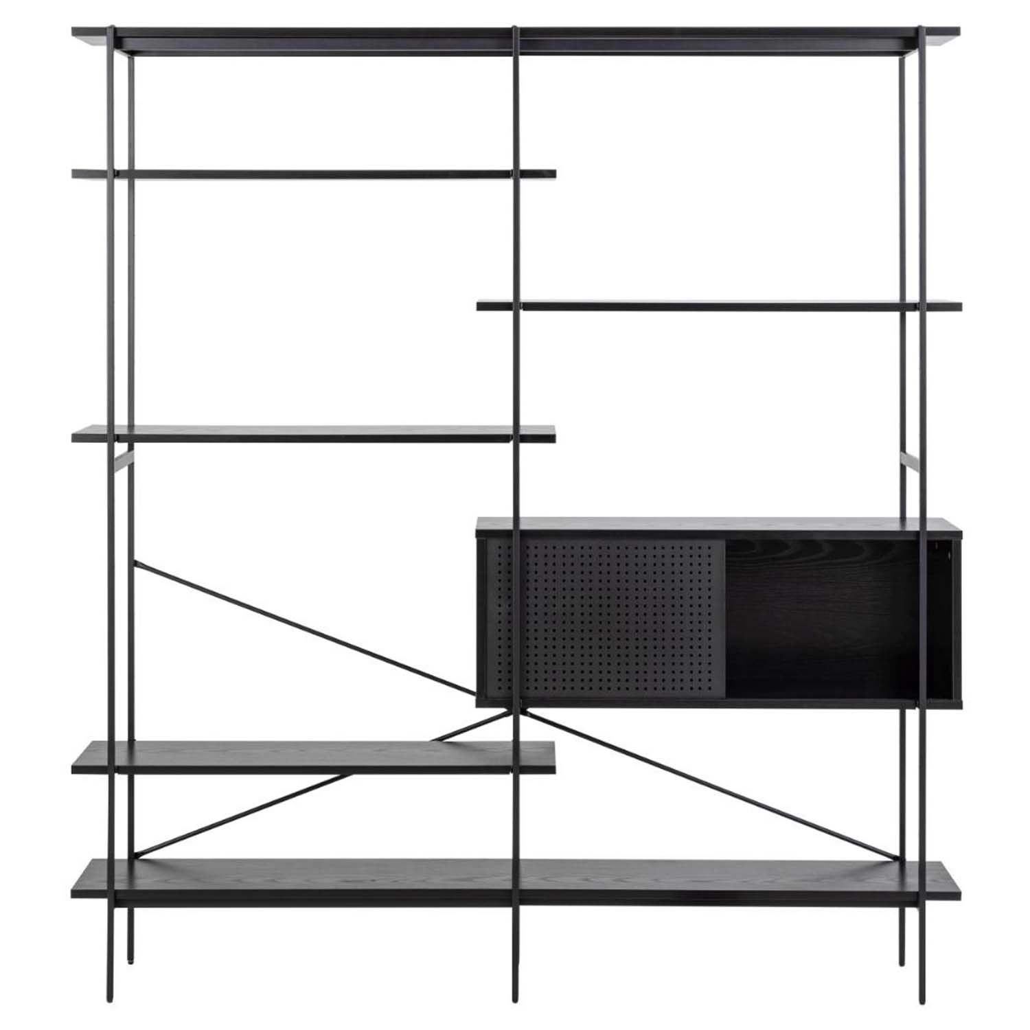 Sort Angus Skydelåge Ask Melamin Metalh:188cm X172cm 27cm Act Nordic Reol - 5713941137197