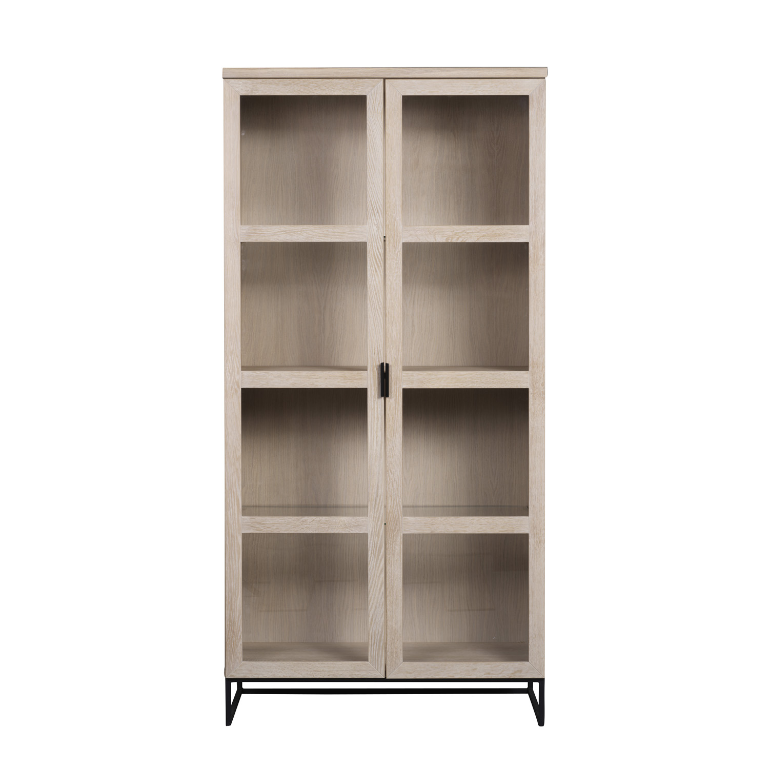Hvid Rowico Rektangulær Everett Glaslåger Hylder Vasket Vildeg Sort Metal Rowico Home Vitrineskab - 7340126536131