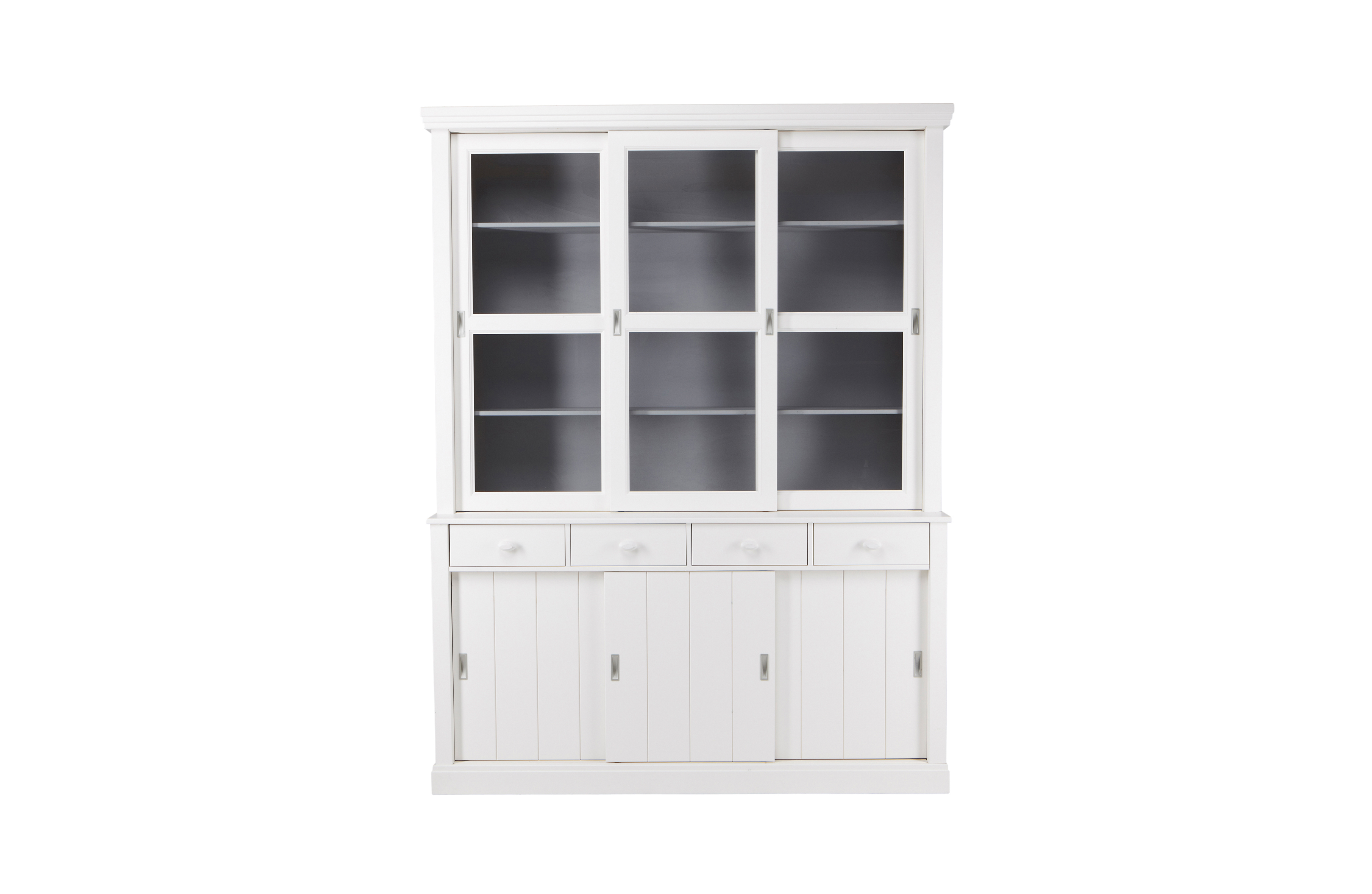 Hvid Lagos Skydelåger Skuffer Glas Fyrretræ Woood Vitrineskab - 8714713033454