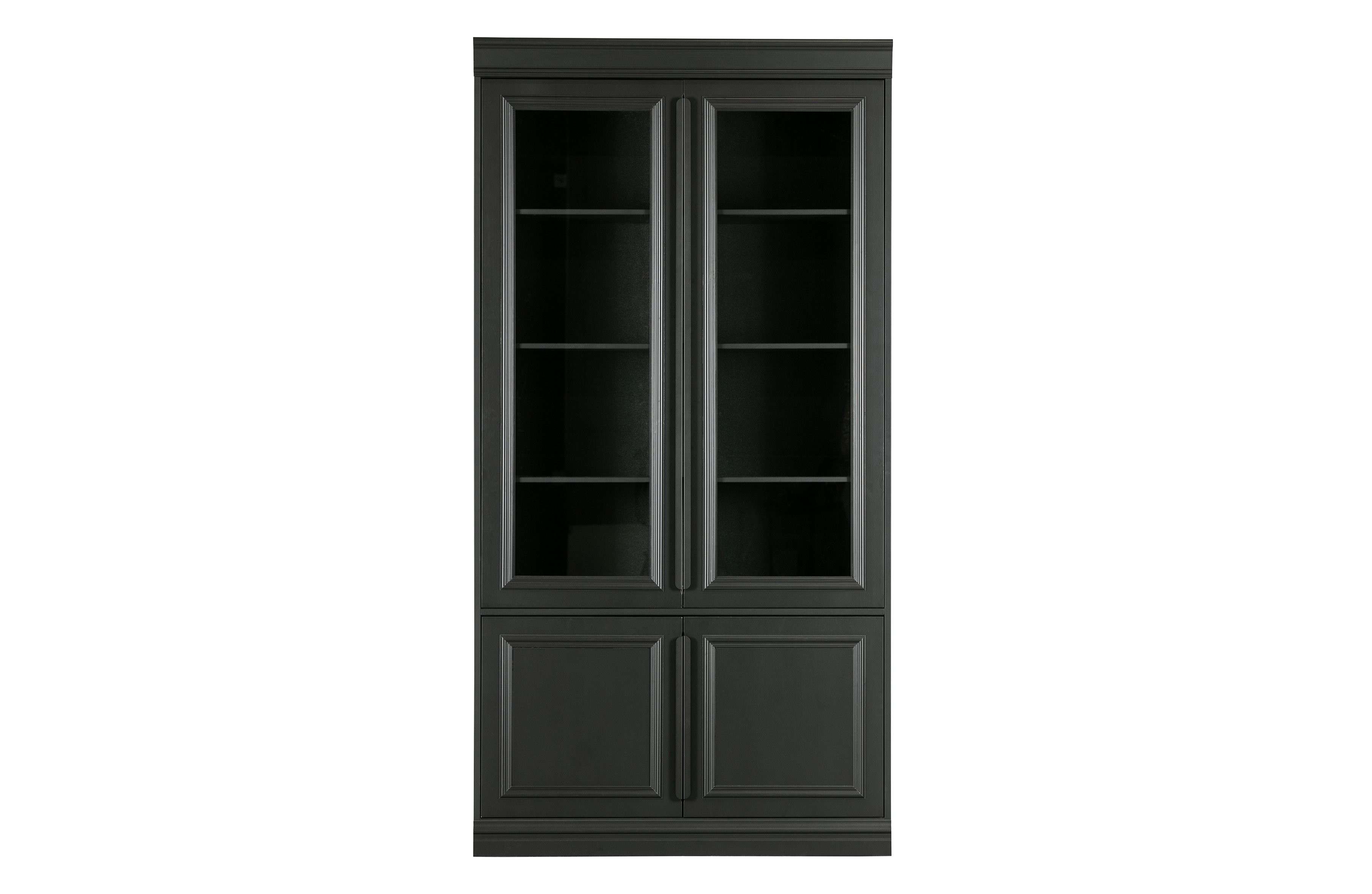 Sort Organize Låger Hylder Glas Fyrretræ Woood Vitrineskab - 8714713115204