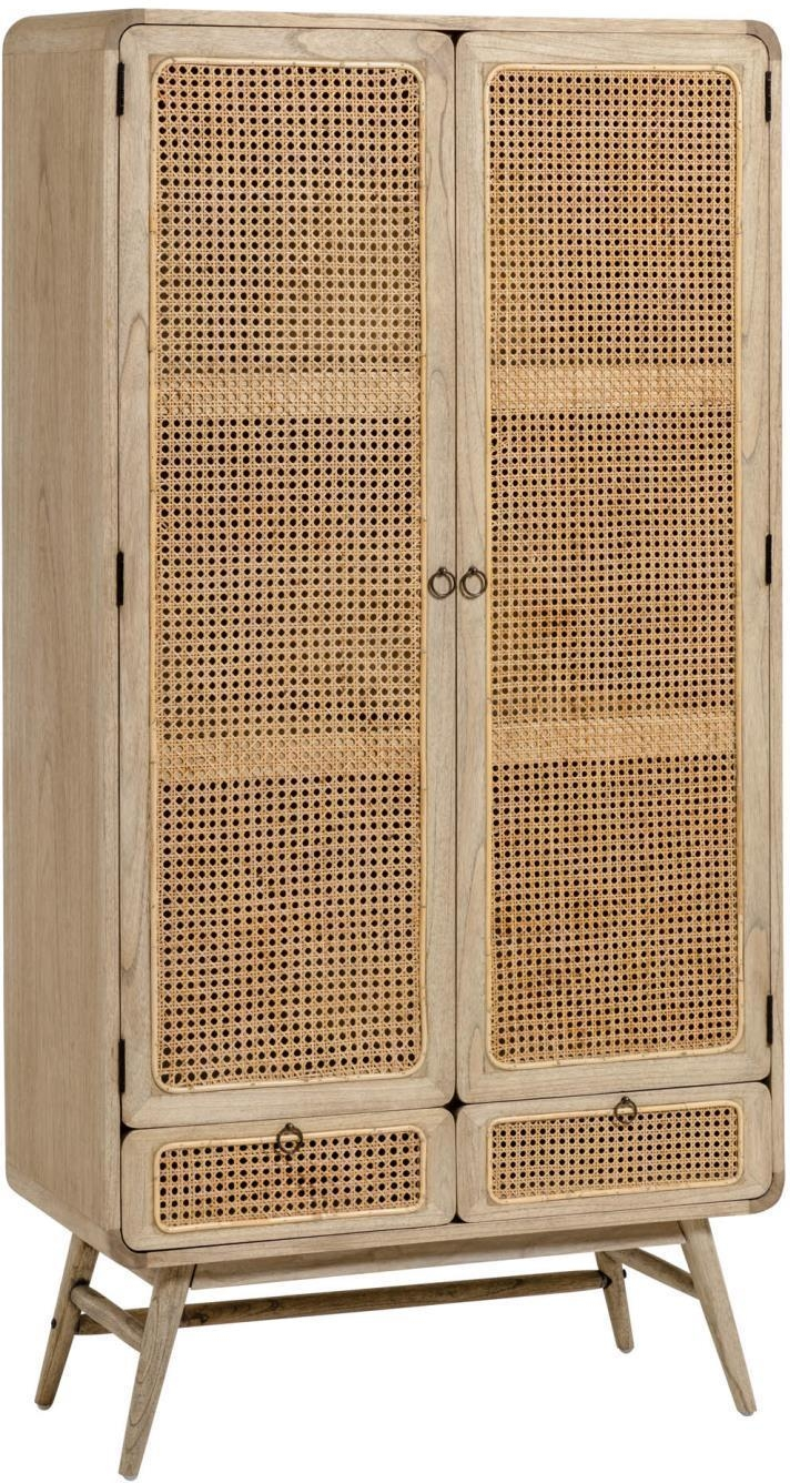 Natur Nalu Massiv Minditræ & Håndflettet Rattan H175xb40xl90 Kave Home Vitrineskab - 8433840577043
