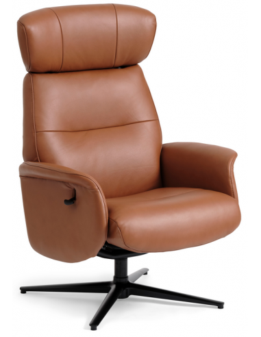 Alexa Med Vippefunktion Semi Anilin Læder H106 Sort Cognac Lænestol