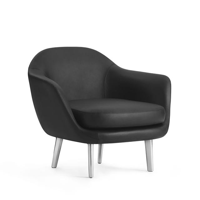 Sort Normann Copenhagen Sum Aluminium Læder Lænestol - 5715396058355