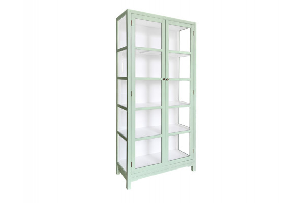 Hvid Drejø 198x92 5x38 Pastelgrøn Vitrineskab